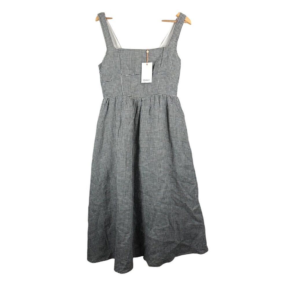 NWT Quince Classic Black and White Linen Gingham Dress
